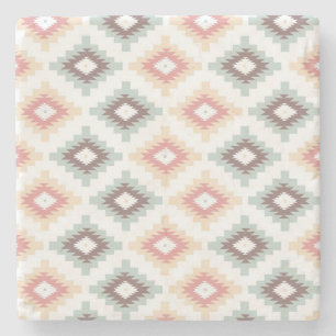 Geometric pattern in aztec style stone coaster