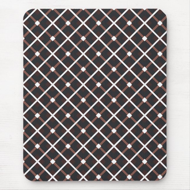 Geometric Pattern in Black and Warm Brown Tones Mouse Mat (Front)