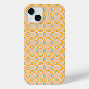 Geometric pattern in blue and orange diamond shape iPhone 15 mini case