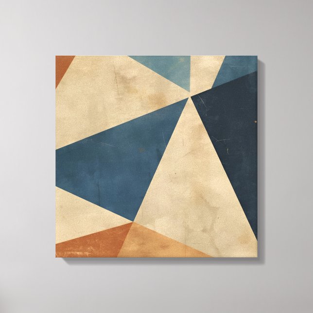 Geometric Pattern in Blues, Tans, and Rust Canvas Print (Front)
