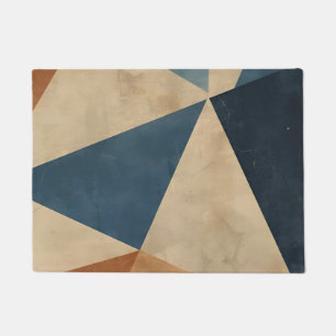 Geometric Pattern in Blues, Tans, and Rust Doormat