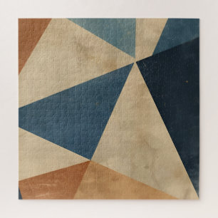 Geometric Pattern in Blues, Tans, and Rust Jigsaw Puzzle