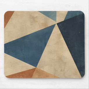 Geometric Pattern in Blues, Tans, and Rust Mouse Mat