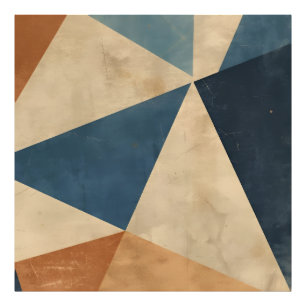 Geometric Pattern in Blues, Tans, and Rust Photo Print