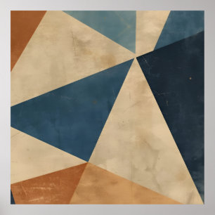 Geometric Pattern in Blues, Tans, and Rust Poster