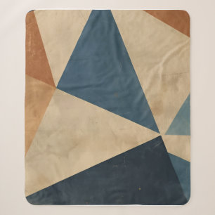 Geometric Pattern in Blues, Tans, and Rust Sherpa Blanket