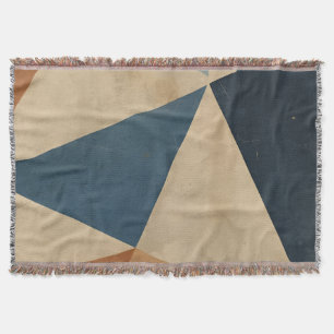 Geometric Pattern in Blues, Tans, and Rust Throw Blanket