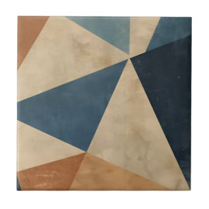 Geometric Pattern in Blues, Tans, and Rust Tile