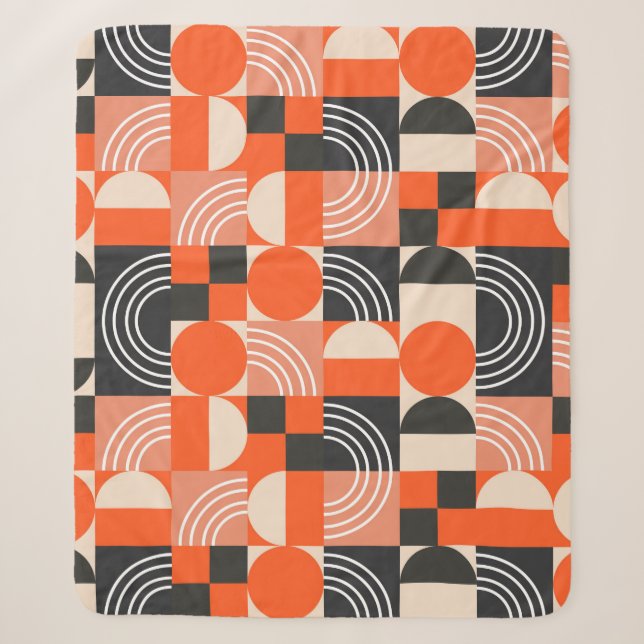 Geometric pattern in bright colour blocks.  sherpa blanket (Front)