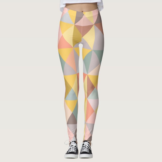Geometric Pattern in Fall and Autumn Earth Tones Leggings (Front)