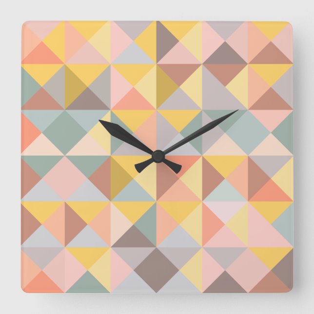 Geometric Pattern in Fall and Autumn Earth Tones Square Wall Clock (Front)