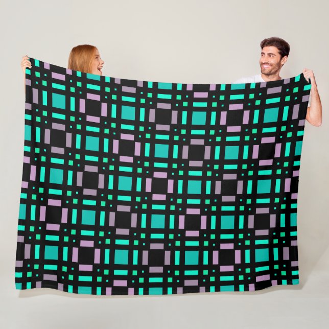 Geometric pattern in green and geometric colours p fleece blanket (In Situ)