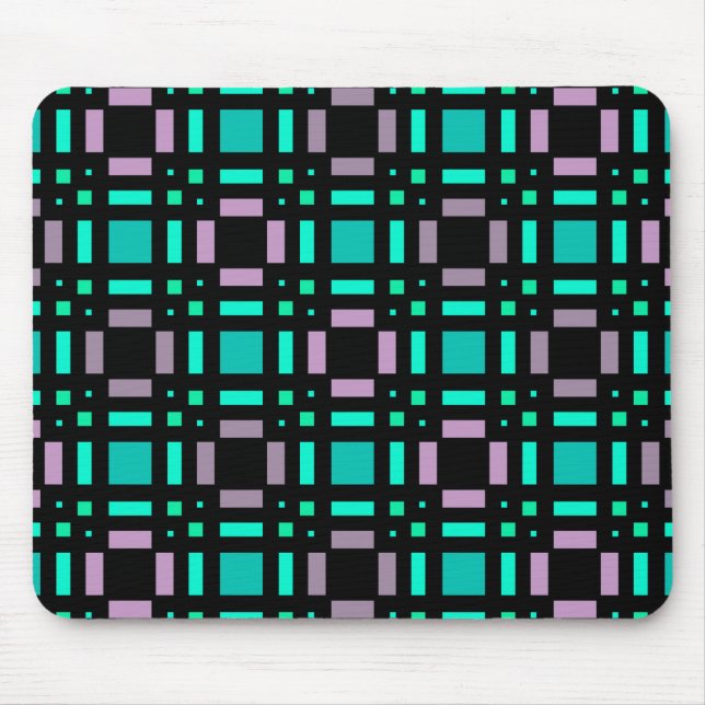 Geometric pattern in green and geometric colours p mouse mat (Front)