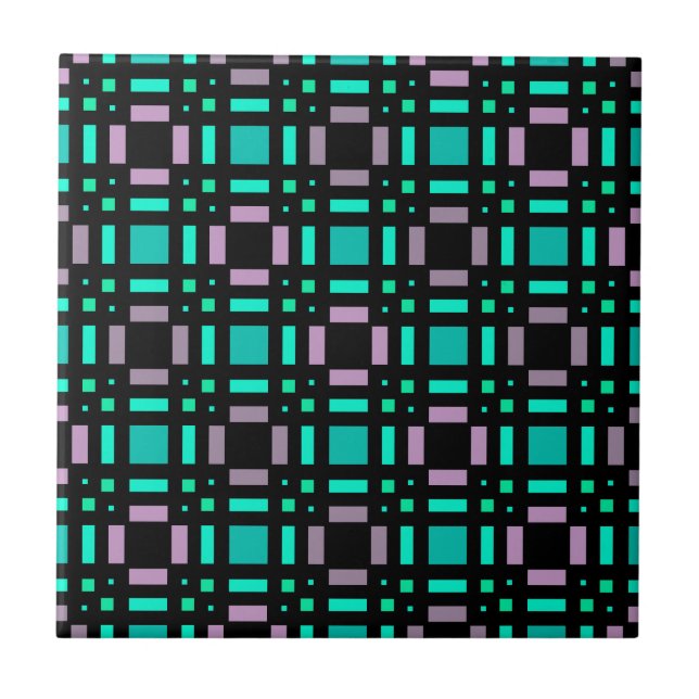 Geometric pattern in green and geometric colours p tile (Front)