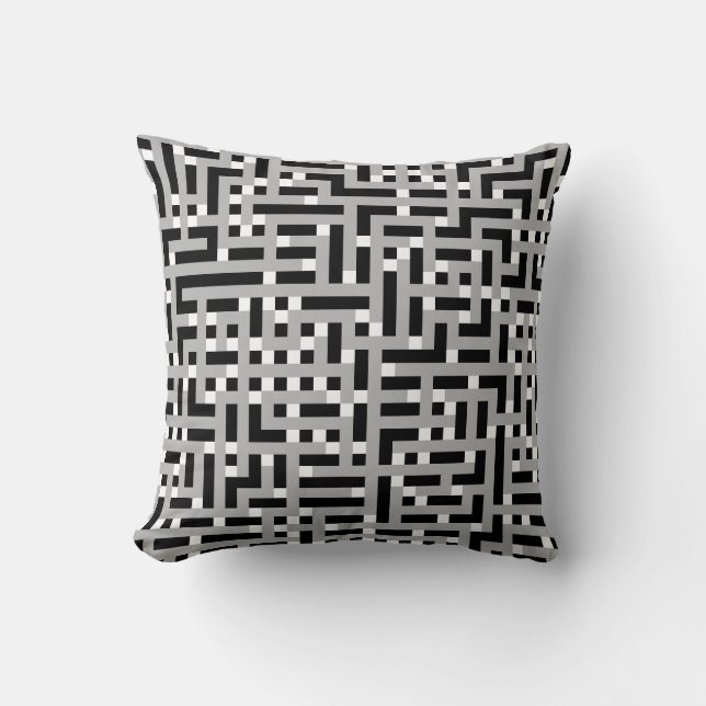 Geometric Pattern in Grey, Black and White. Cushion (Front)