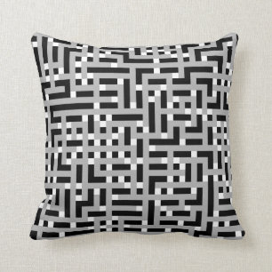 Geometric Pattern in Grey, Black and White. Cushion