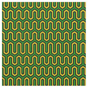 Geometric Pattern in Jamaican Flag Colours Fabric