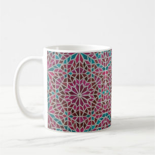 Geometric Pattern in Pink Brown and Blue Colour Coffee Mug