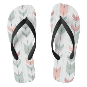Geometric pattern in retro style flip flops
