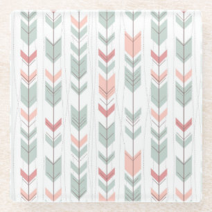 Geometric pattern in retro style glass coaster