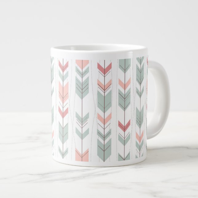 Geometric pattern in retro style large coffee mug (Front Right)
