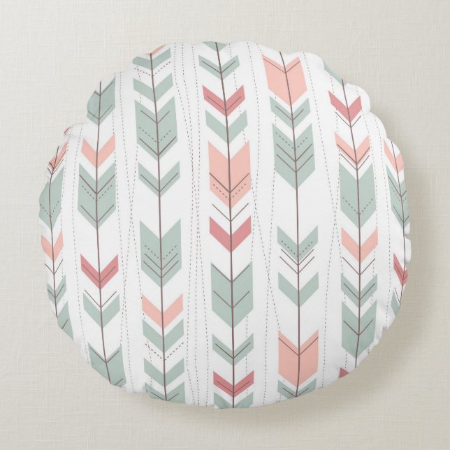 Geometric pattern in retro style round cushion (Front)