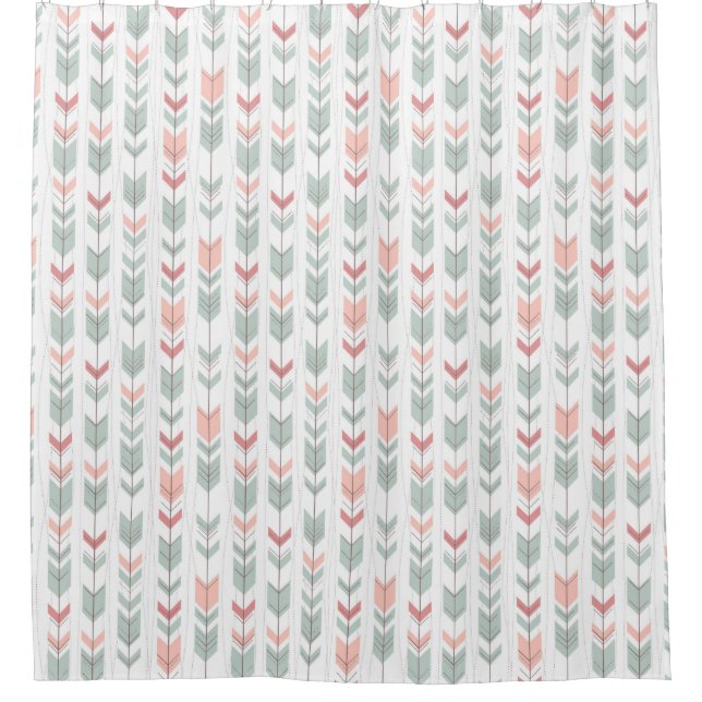 Geometric pattern in retro style shower curtain (Front)
