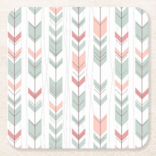 Geometric pattern in retro style square paper coaster