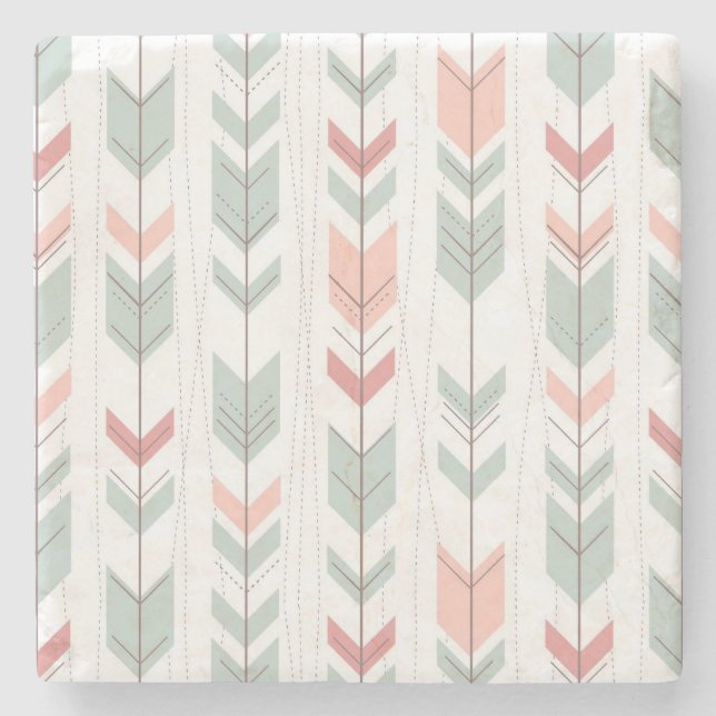 Geometric pattern in retro style stone coaster (Front)