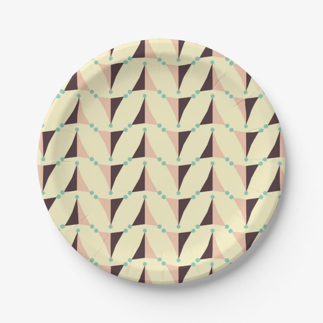 Geometric pattern in retro vibe paper plate (Front)