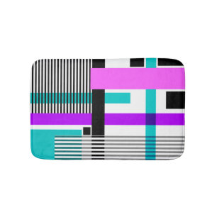 geometric pattern in striped and neon colours bath mat