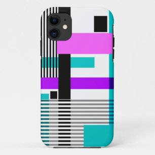 geometric pattern in striped and neon colours iPhone 11 case