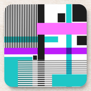 geometric pattern in striped and neon colours coaster