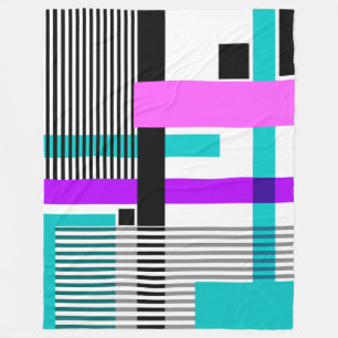 geometric pattern in striped and neon colours fleece blanket