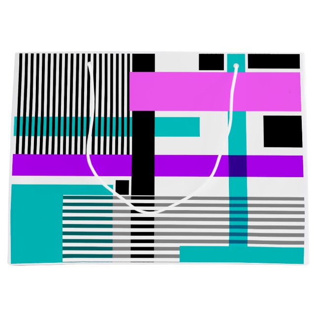 geometric pattern in striped and neon colours large gift bag (Front)