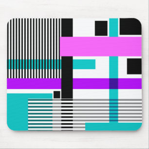 geometric pattern in striped and neon colours mouse mat