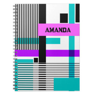 geometric pattern in striped and neon colours notebook