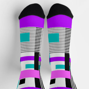geometric pattern in striped and neon colours socks