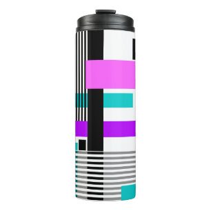 geometric pattern in striped and neon colours thermal tumbler