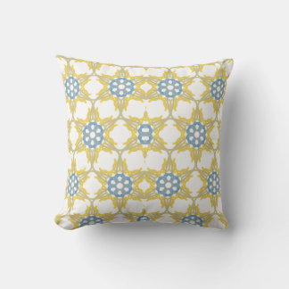 Geometric Pattern In Yellow, White And Blue. Cushion