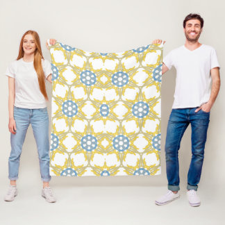 Geometric Pattern In Yellow, White And Blue. Fleece Blanket