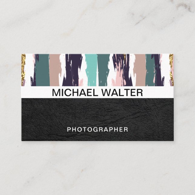 Geometric Pattern | Leather | Artistic Pattern Business Card (Front)