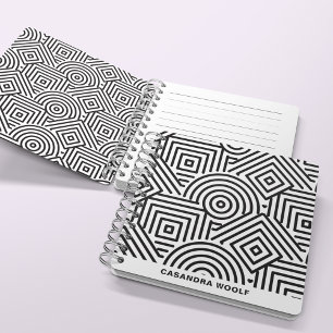 Geometric Pattern Modern Black & White Notebook