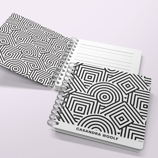 Geometric Pattern Modern Black & White  Notebook (Creator Uploaded)