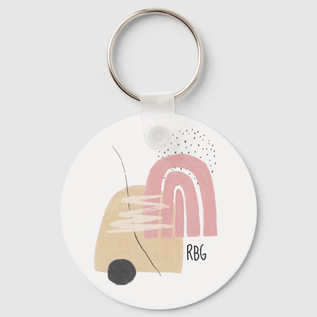 Geometric Pattern Modern Design Monogram Key Ring (Front)