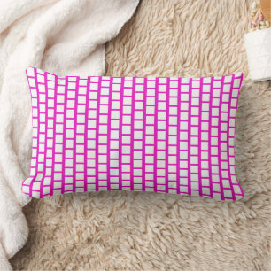 Geometric Pattern Modern Hot Pink and White Lumbar Cushion