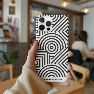 Geometric Pattern Modern Stylish Grey & White  iPhone 13 Case
