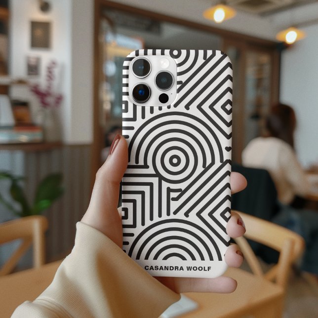 Geometric Pattern Modern Stylish Grey & White  Case-Mate iPhone Case (Creator Uploaded)