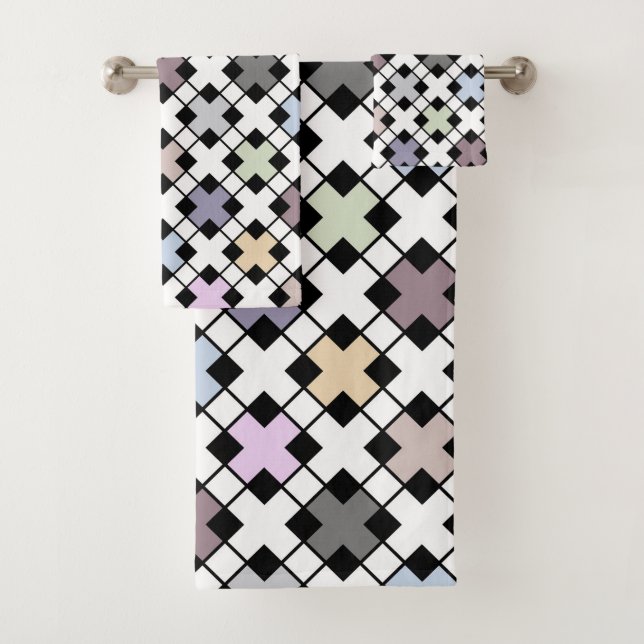  Geometric pattern multicolored Bath Towel Set (Insitu)