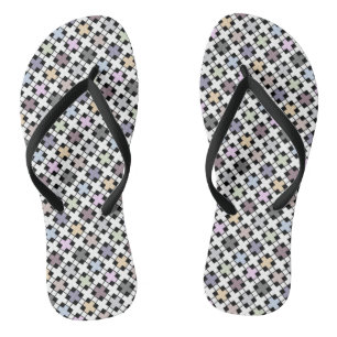 Geometric pattern multicolored flip flops